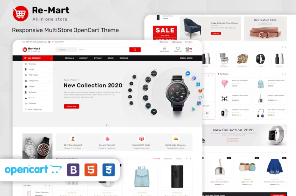 Remart – Multipurpose MarketPlace Opencart 3 Theme Opencart 3.x