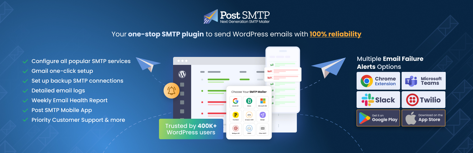 Post SMTP (v3.9.0) Complete SMTP Solution with Logs, Alerts, Backup SMTP & Mobile App